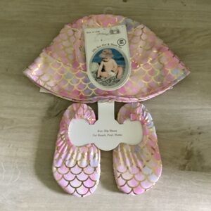 So’Dorable Mermaid Print Sun Hat & Shoes Set NWT